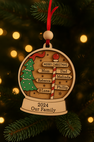 North Pole Family Name Ornament