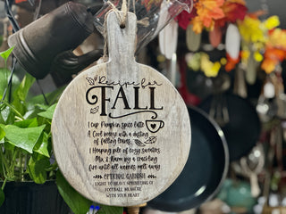 Recipe for Fall, Fall Wall Decor, Wall Hanging, Cutting Board Decor, House Warming Gift, Home Decor