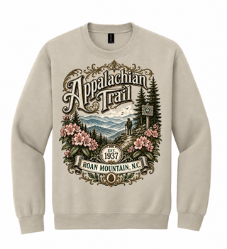 Appalachian Trail design on sand crewneck sweatshirt