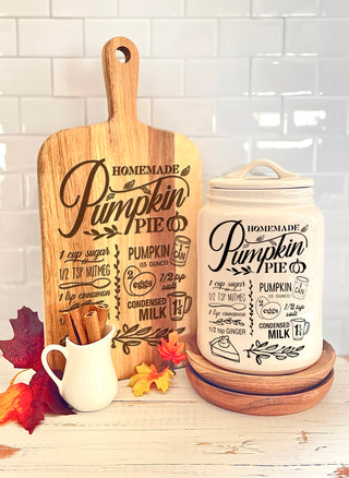 Fall Pumpkin Pie Engraved Cutting Board