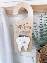 Personalized Kids Tooth Fairy Door Hanger, Tooth Fairy Note, Tooth Fairy Pillow Alternative, Tooth Fairy Note, Lost tooth holder, Money Holder