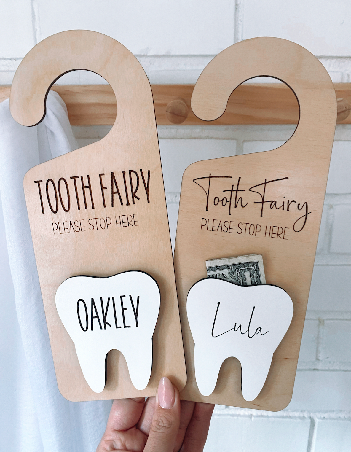 Personalized Kids Tooth Fairy Door Hanger, Tooth Fairy Note, Tooth Fairy Pillow Alternative, Tooth Fairy Note, Lost tooth holder, Money Holder