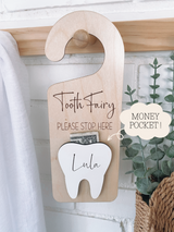 Personalized Kids Tooth Fairy Door Hanger, Tooth Fairy Note, Tooth Fairy Pillow Alternative, Tooth Fairy Note, Lost tooth holder, Money Holder